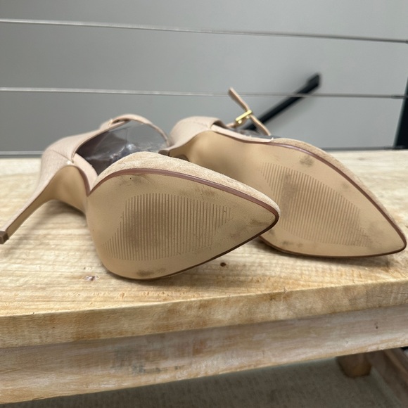 Steve Madden nude suede snakeskin pump pointed adjustable ankle strap size 8.5 - Picture 9 of 10